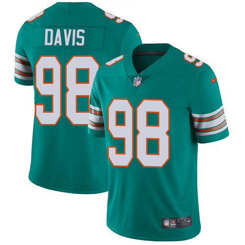 Miami Dolphins #98 Raekwon Davis Aqua Green Alternate Men Stitched NFL Vapor Untouchable Limited Jersey->miami dolphins->NFL Jersey